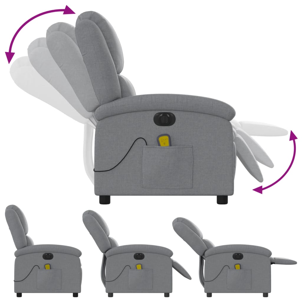 Massagestoel elektrisch verstelbaar stof lichtgrijs is nu te koop bij PeponiXL, paradijselijk wonen!