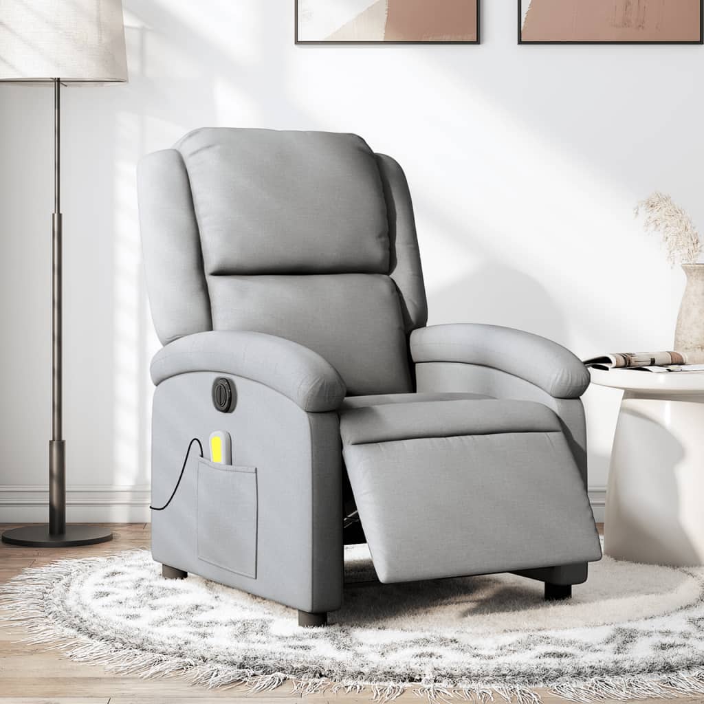Massagestoel elektrisch verstelbaar stof lichtgrijs is nu te koop bij PeponiXL, paradijselijk wonen!