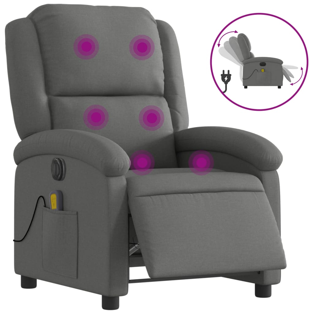 Massagestoel elektrisch verstelbaar stof donkergrijs is nu te koop bij PeponiXL, paradijselijk wonen!
