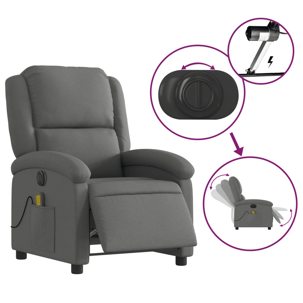 Massagestoel elektrisch verstelbaar stof donkergrijs is nu te koop bij PeponiXL, paradijselijk wonen!