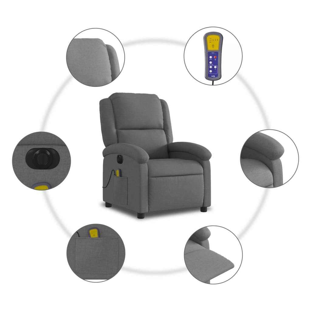 Massagestoel elektrisch verstelbaar stof donkergrijs is nu te koop bij PeponiXL, paradijselijk wonen!