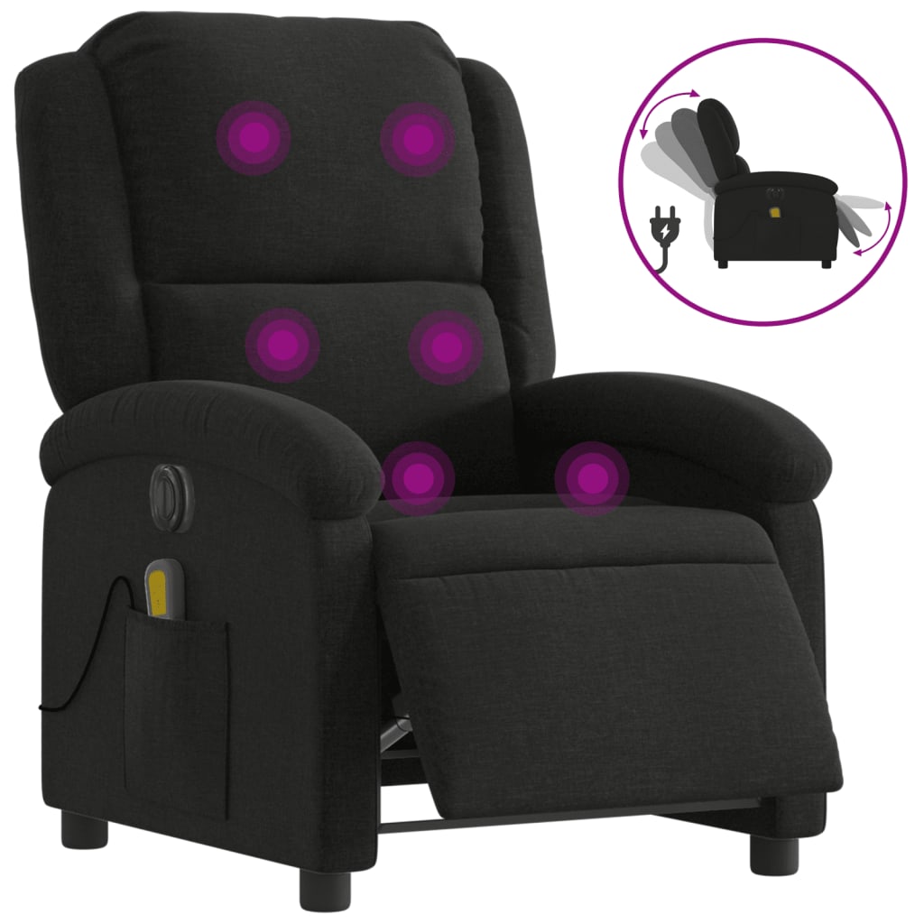 Massagestoel elektrisch verstelbaar stof zwart is nu te koop bij PeponiXL, paradijselijk wonen!