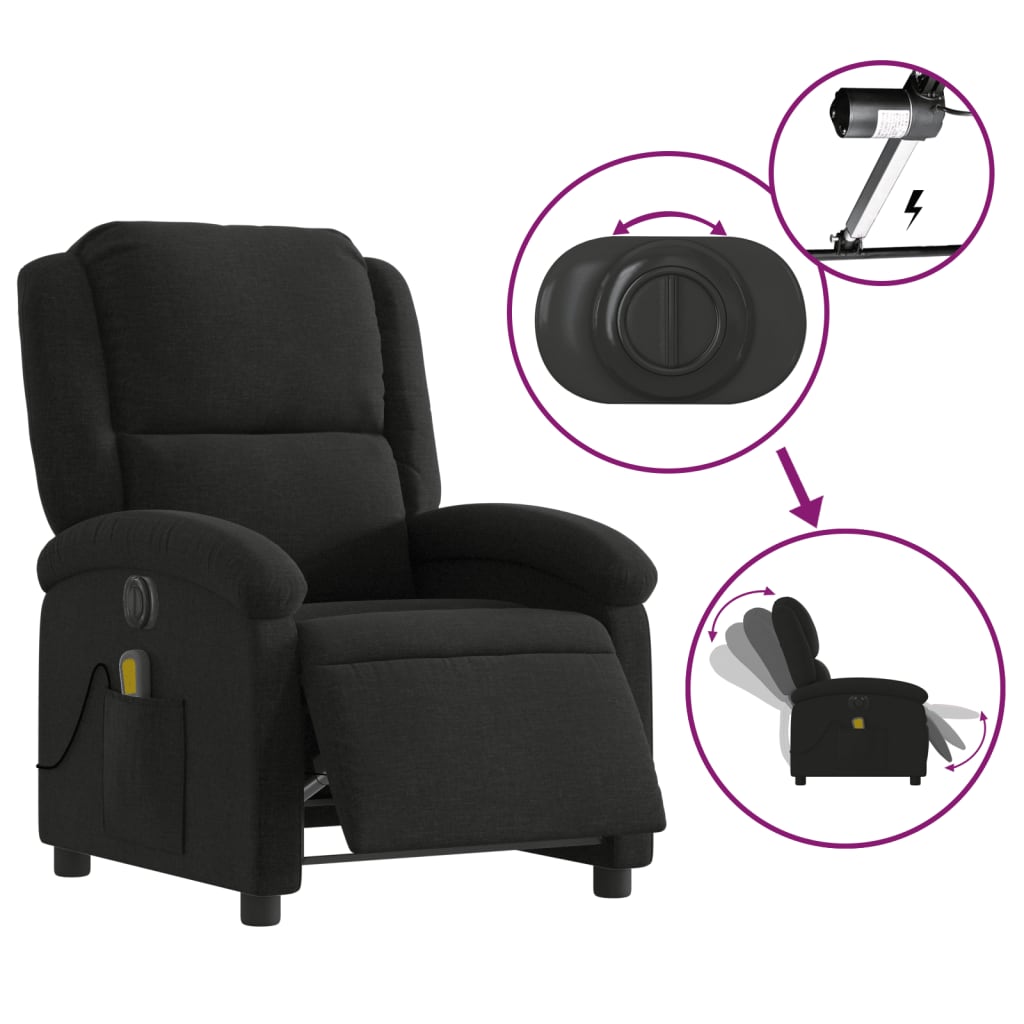 Massagestoel elektrisch verstelbaar stof zwart is nu te koop bij PeponiXL, paradijselijk wonen!
