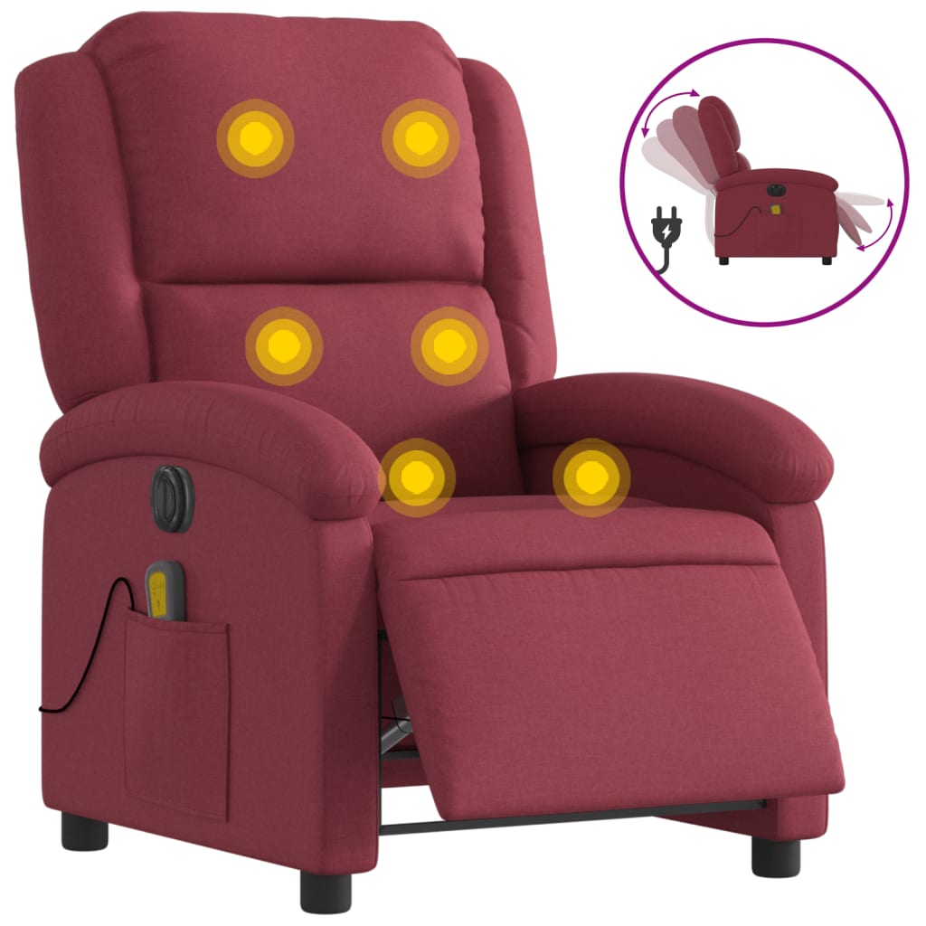 Massagestoel elektrisch verstelbaar stof wijnrood is nu te koop bij PeponiXL, paradijselijk wonen!