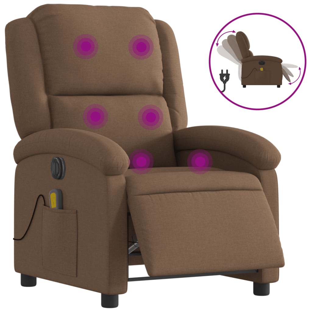 Massagestoel elektrisch verstelbaar stof bruin is nu te koop bij PeponiXL, paradijselijk wonen!