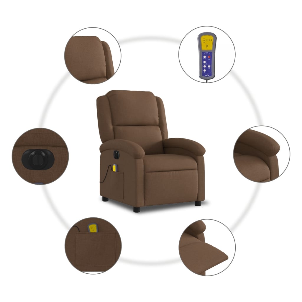Massagestoel elektrisch verstelbaar stof bruin is nu te koop bij PeponiXL, paradijselijk wonen!