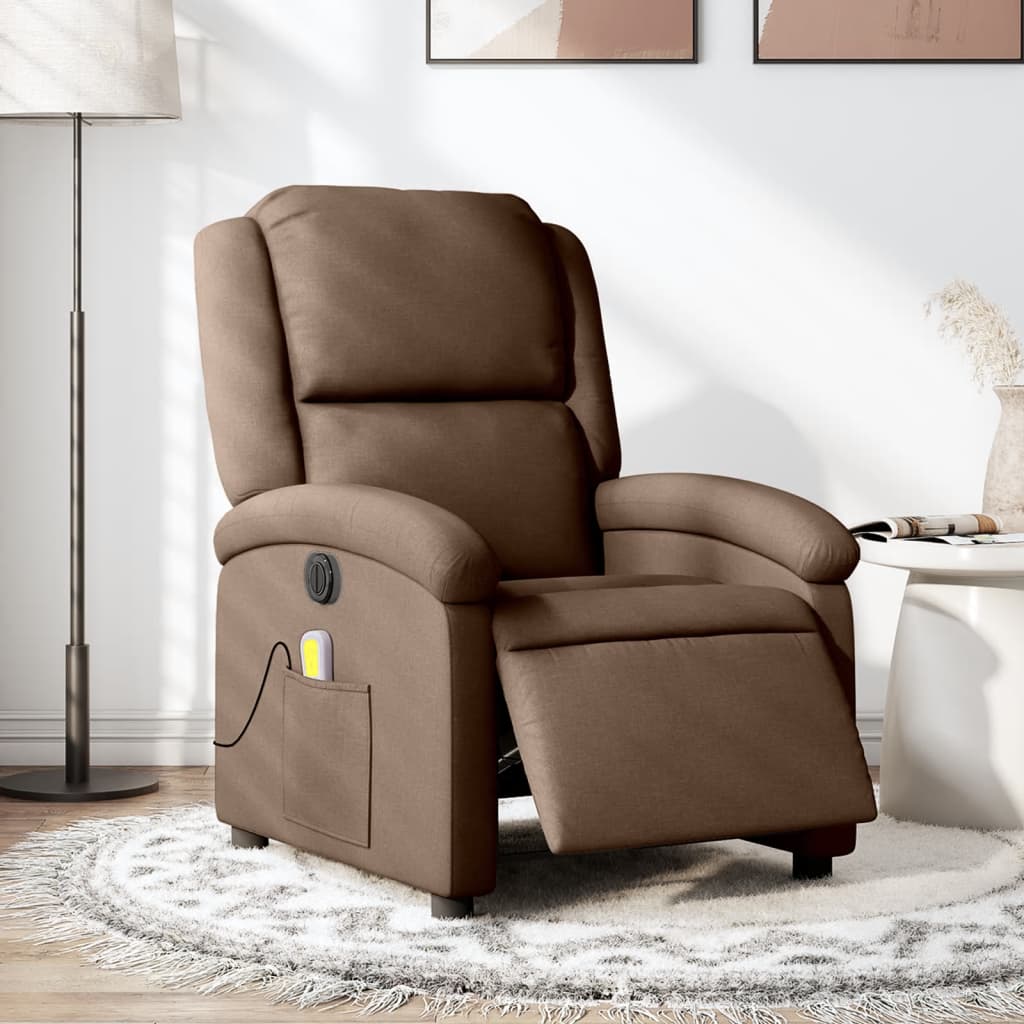 Massagestoel elektrisch verstelbaar stof bruin is nu te koop bij PeponiXL, paradijselijk wonen!