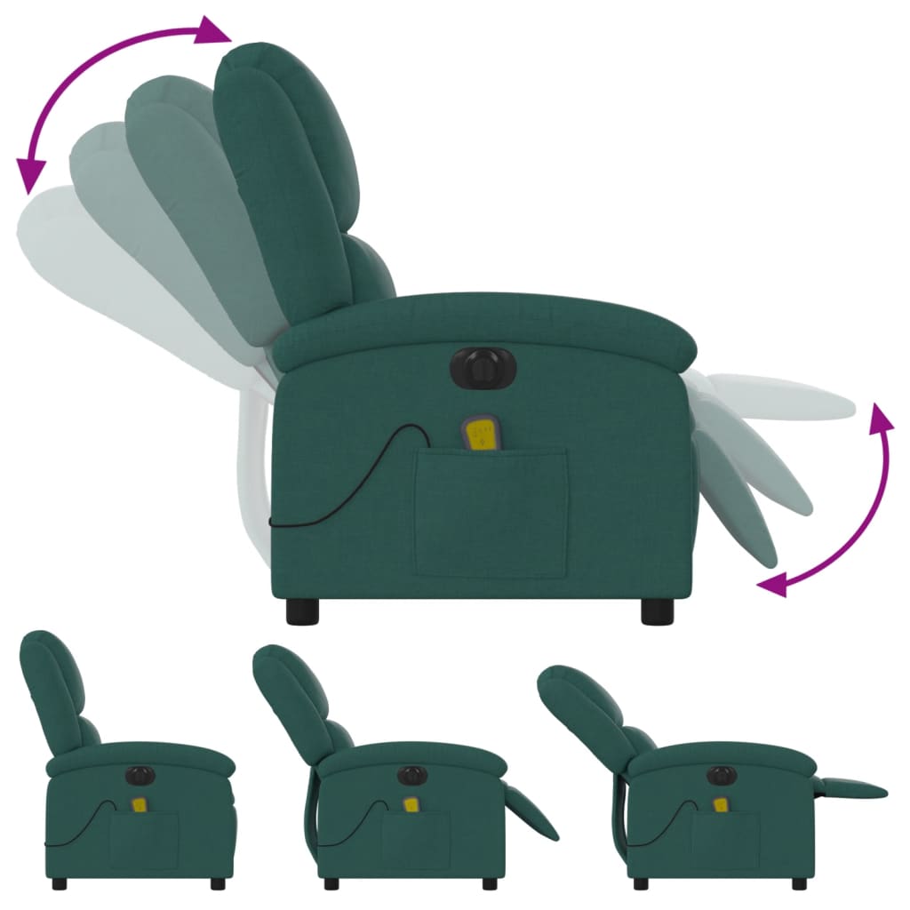 Massagestoel elektrisch verstelbaar stof donkergroen is nu te koop bij PeponiXL, paradijselijk wonen!