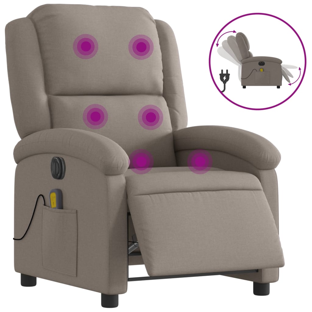 Massagestoel elektrisch verstelbaar stof taupe is nu te koop bij PeponiXL, paradijselijk wonen!