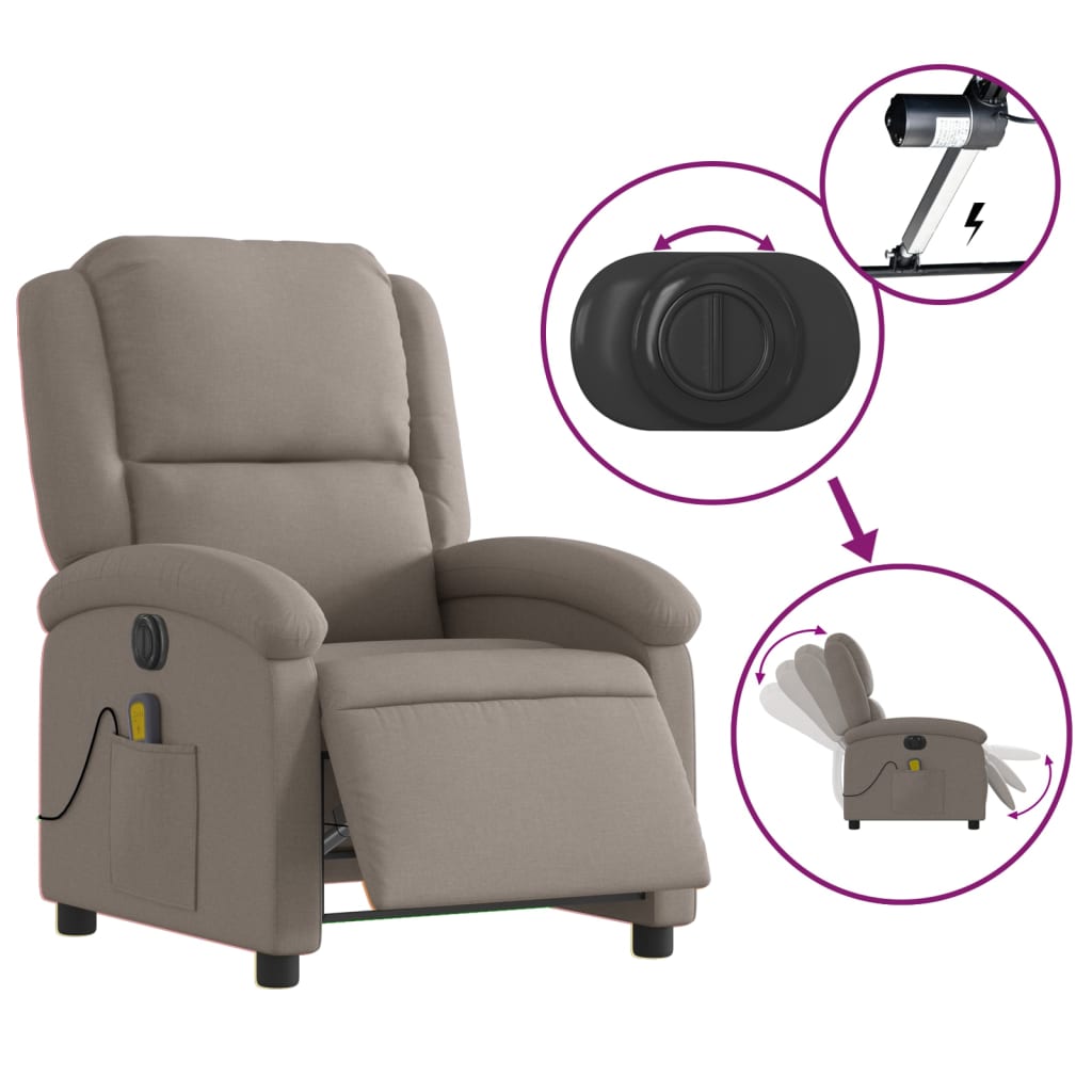 Massagestoel elektrisch verstelbaar stof taupe is nu te koop bij PeponiXL, paradijselijk wonen!