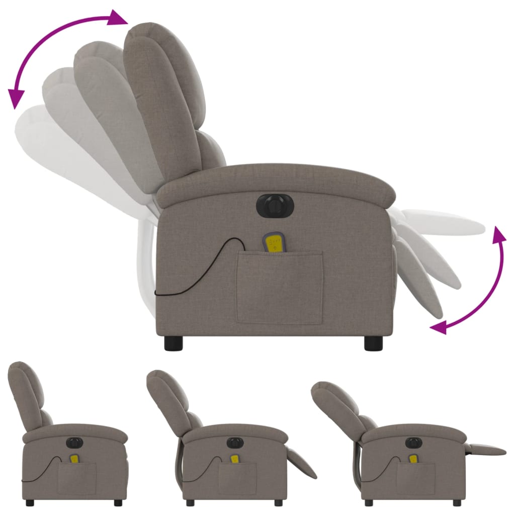 Massagestoel elektrisch verstelbaar stof taupe is nu te koop bij PeponiXL, paradijselijk wonen!