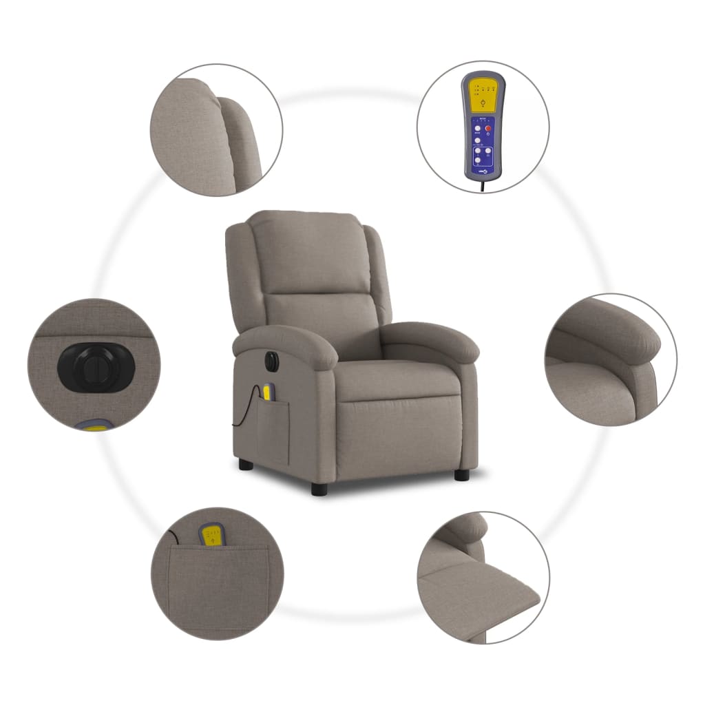 Massagestoel elektrisch verstelbaar stof taupe is nu te koop bij PeponiXL, paradijselijk wonen!