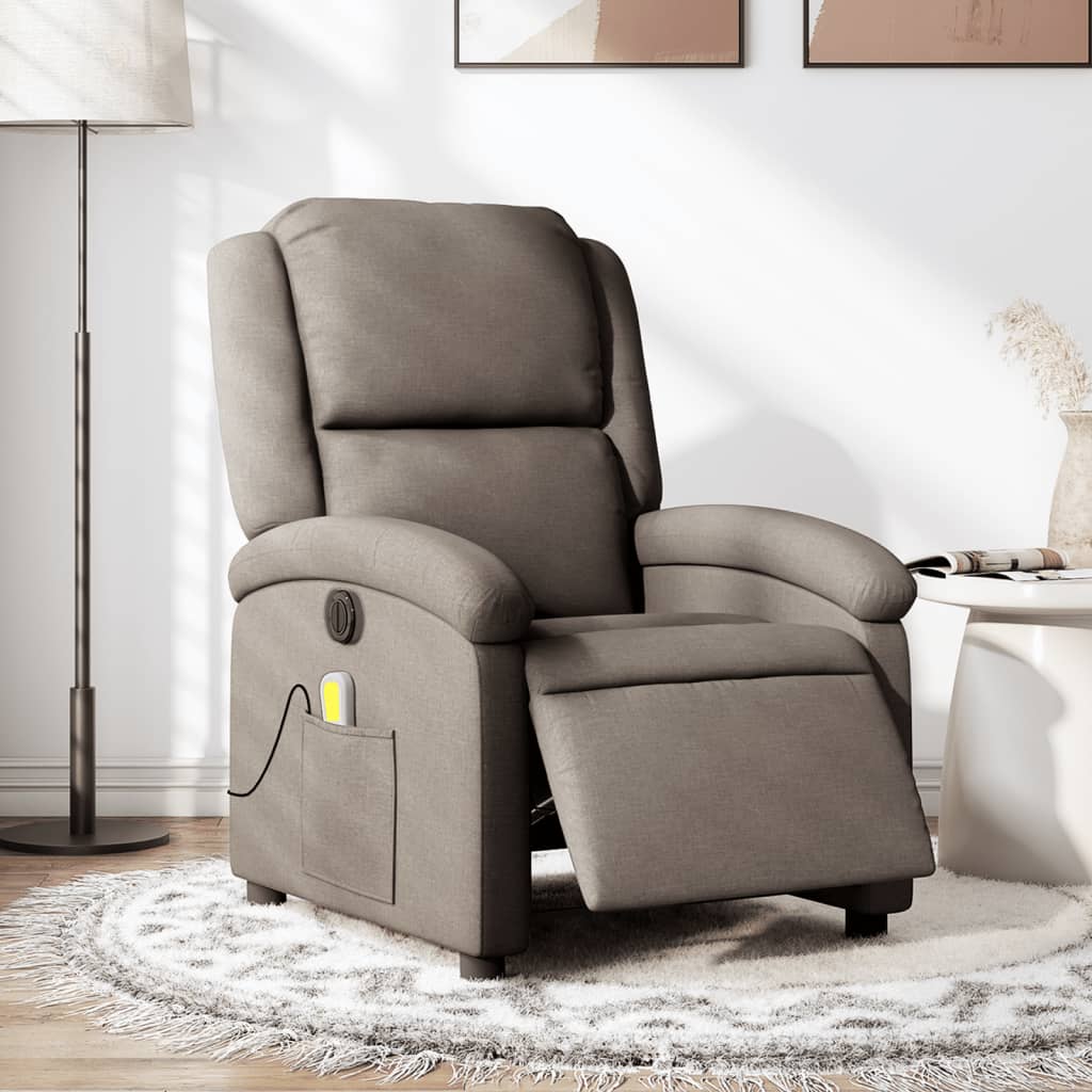 Massagestoel elektrisch verstelbaar stof taupe is nu te koop bij PeponiXL, paradijselijk wonen!