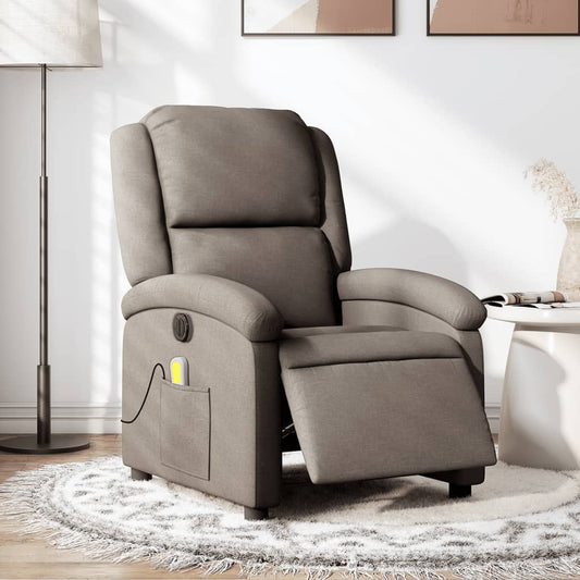 Massagestoel elektrisch verstelbaar stof taupe is nu te koop bij PeponiXL, paradijselijk wonen!