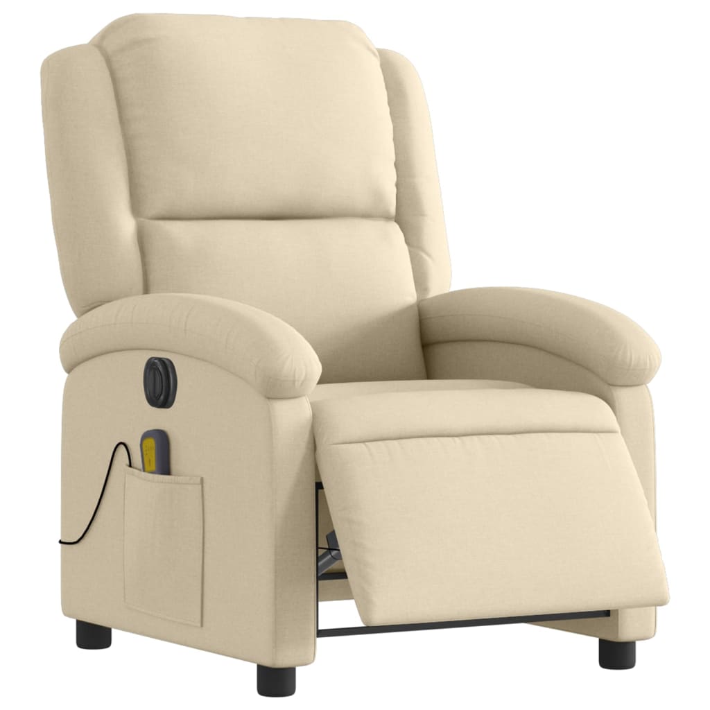 Massagestoel elektrisch verstelbaar stof crèmekleurig is nu te koop bij PeponiXL, paradijselijk wonen!