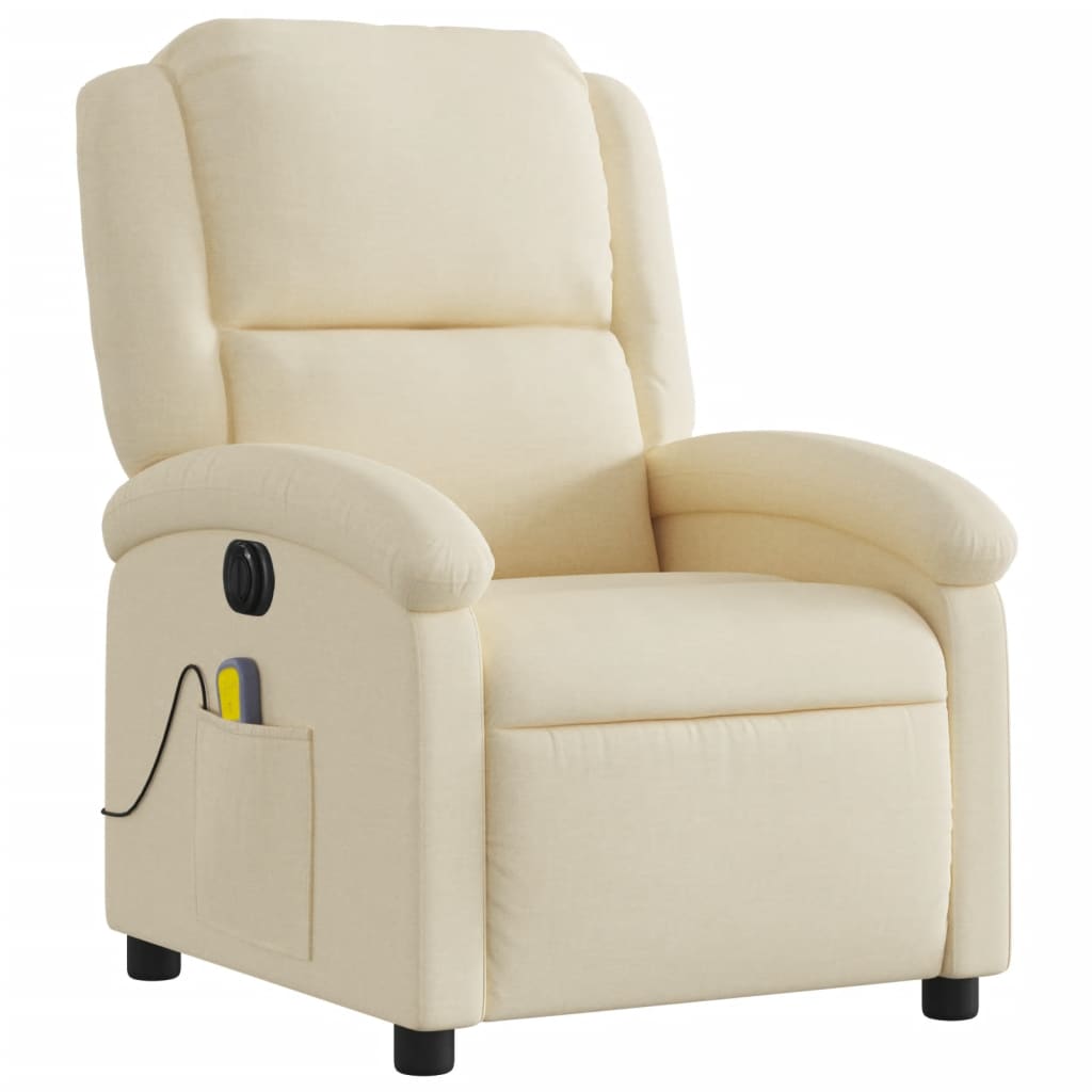 Massagestoel elektrisch verstelbaar stof crèmekleurig is nu te koop bij PeponiXL, paradijselijk wonen!