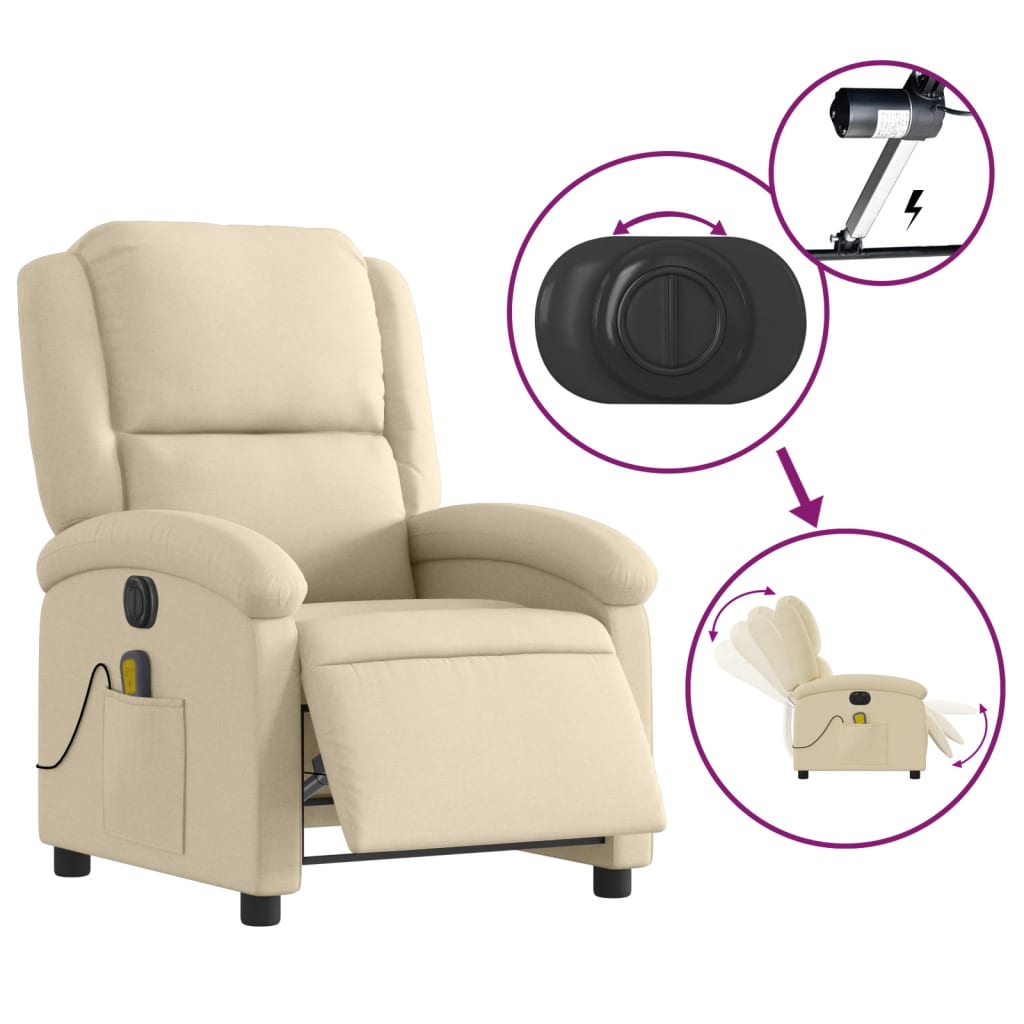 Massagestoel elektrisch verstelbaar stof crèmekleurig is nu te koop bij PeponiXL, paradijselijk wonen!