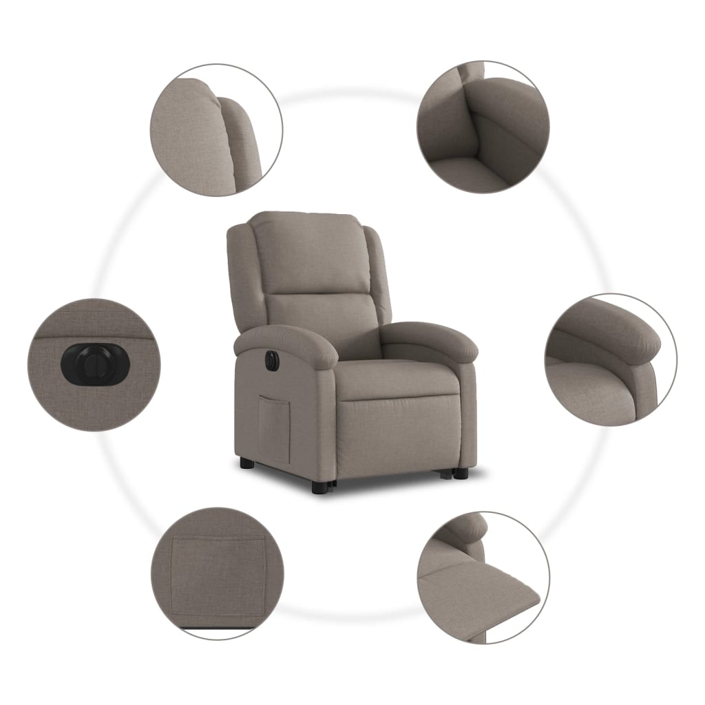 Sta-op-stoel elektrisch verstelbaar stof taupe is nu te koop bij PeponiXL, paradijselijk wonen!