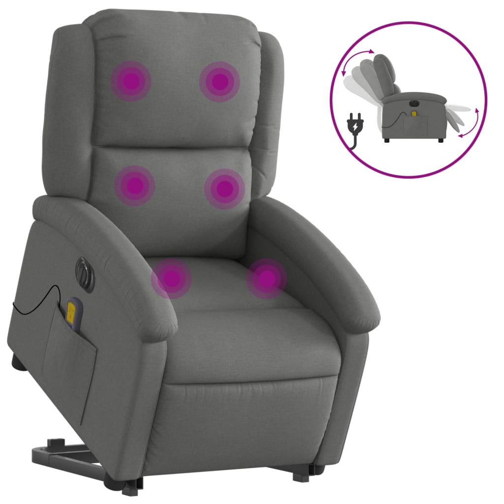 Sta-op-massagestoel elektrisch verstelbaar stof donkergrijs is nu te koop bij PeponiXL, paradijselijk wonen!