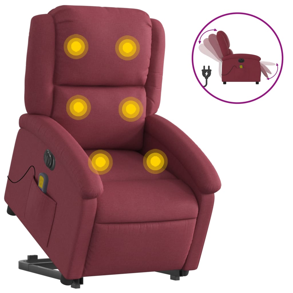 Sta-op-massagestoel elektrisch verstelbaar stof wijnrood is nu te koop bij PeponiXL, paradijselijk wonen!