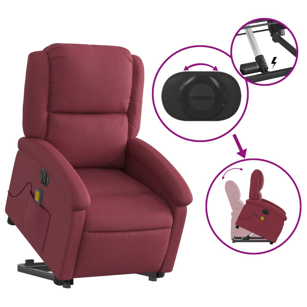 Sta-op-massagestoel elektrisch verstelbaar stof wijnrood is nu te koop bij PeponiXL, paradijselijk wonen!