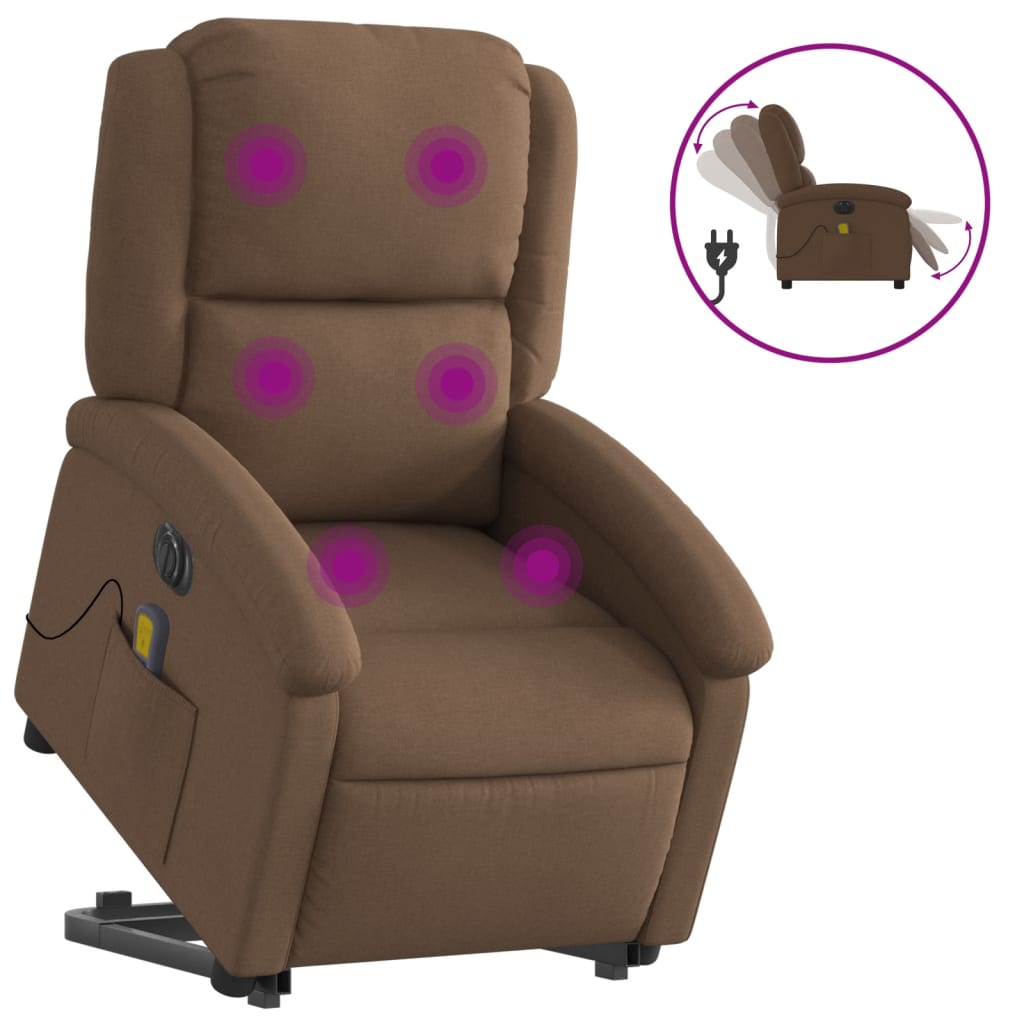 Sta-op-massagestoel elektrisch verstelbaar stof bruin is nu te koop bij PeponiXL, paradijselijk wonen!