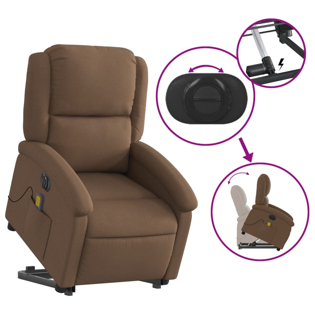 Sta-op-massagestoel elektrisch verstelbaar stof bruin is nu te koop bij PeponiXL, paradijselijk wonen!