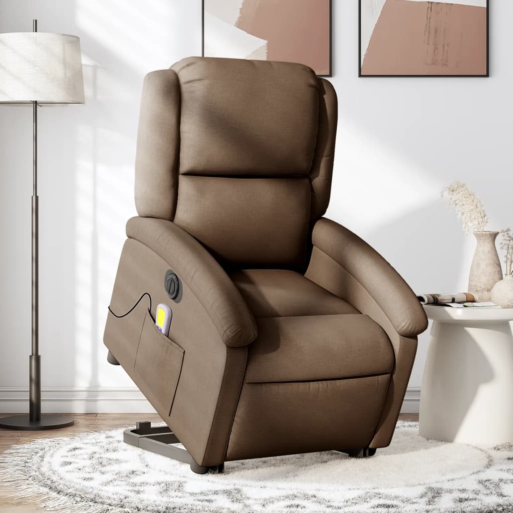 Sta-op-massagestoel elektrisch verstelbaar stof bruin is nu te koop bij PeponiXL, paradijselijk wonen!