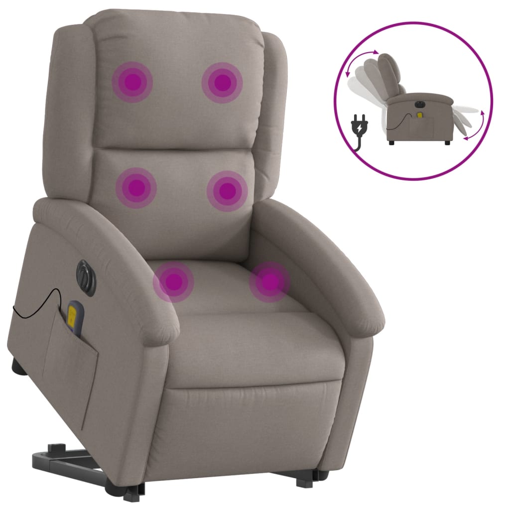 Sta-op-massagestoel elektrisch verstelbaar stof taupe is nu te koop bij PeponiXL, paradijselijk wonen!