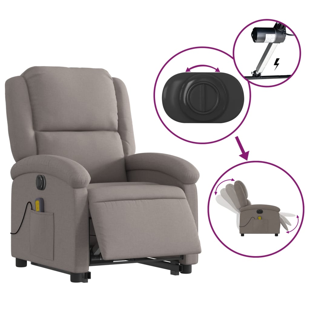 Sta-op-massagestoel elektrisch verstelbaar stof taupe is nu te koop bij PeponiXL, paradijselijk wonen!