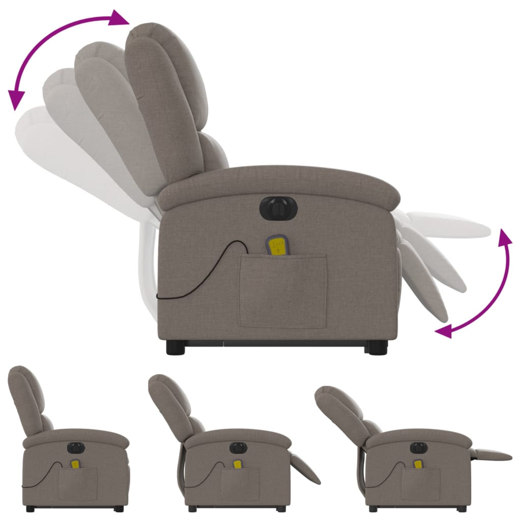 Sta-op-massagestoel elektrisch verstelbaar stof taupe is nu te koop bij PeponiXL, paradijselijk wonen!