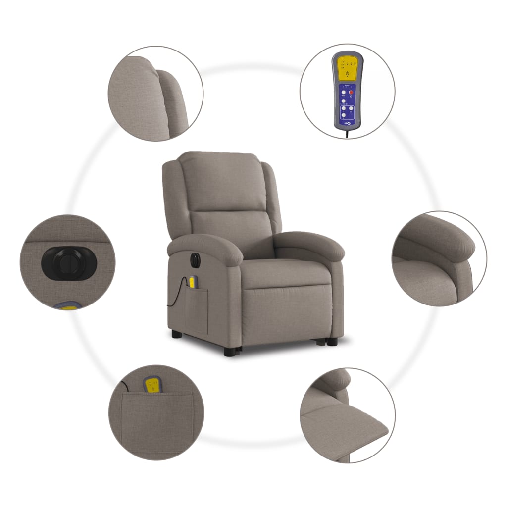Sta-op-massagestoel elektrisch verstelbaar stof taupe is nu te koop bij PeponiXL, paradijselijk wonen!