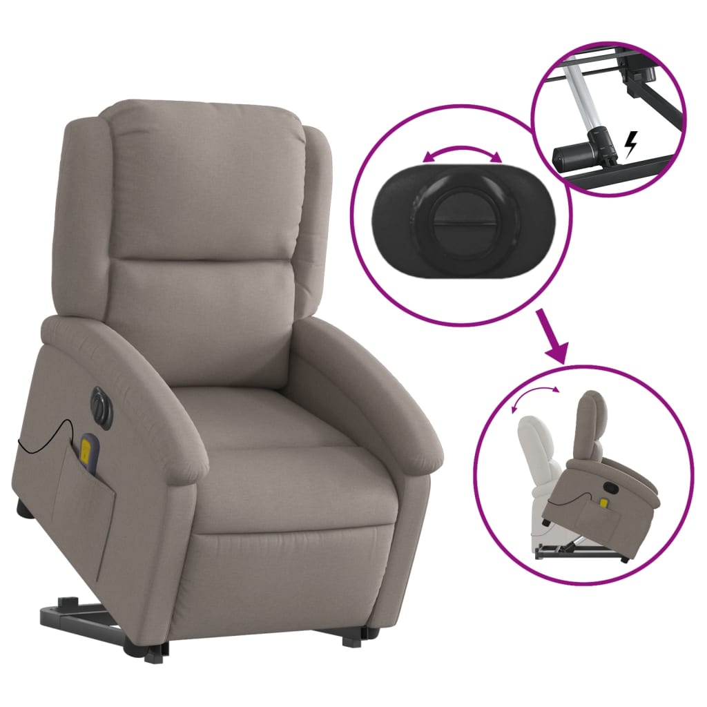 Sta-op-massagestoel elektrisch verstelbaar stof taupe is nu te koop bij PeponiXL, paradijselijk wonen!