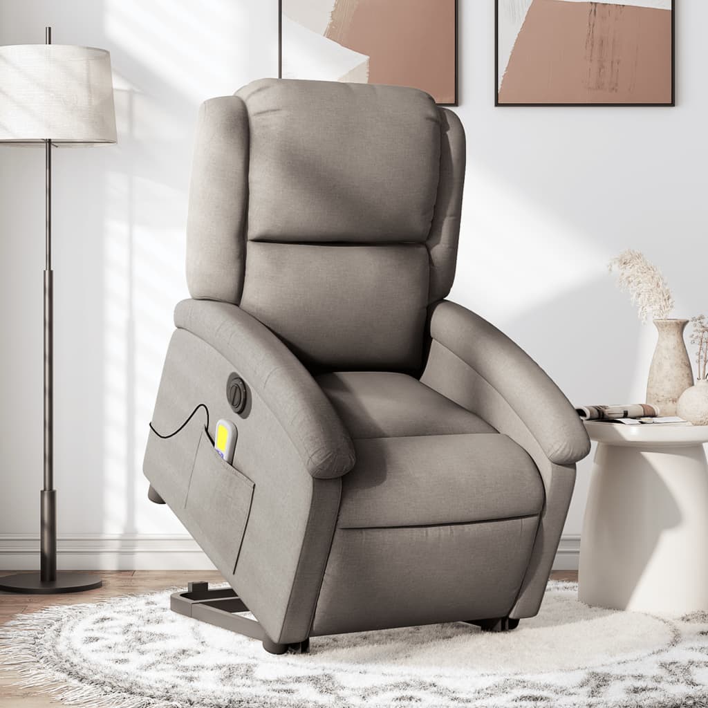 Sta-op-massagestoel elektrisch verstelbaar stof taupe is nu te koop bij PeponiXL, paradijselijk wonen!