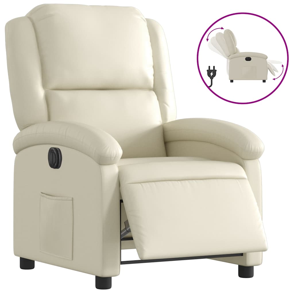 Fauteuil elektrisch verstelbaar kunstleer crèmekleurig is nu te koop bij PeponiXL, paradijselijk wonen!
