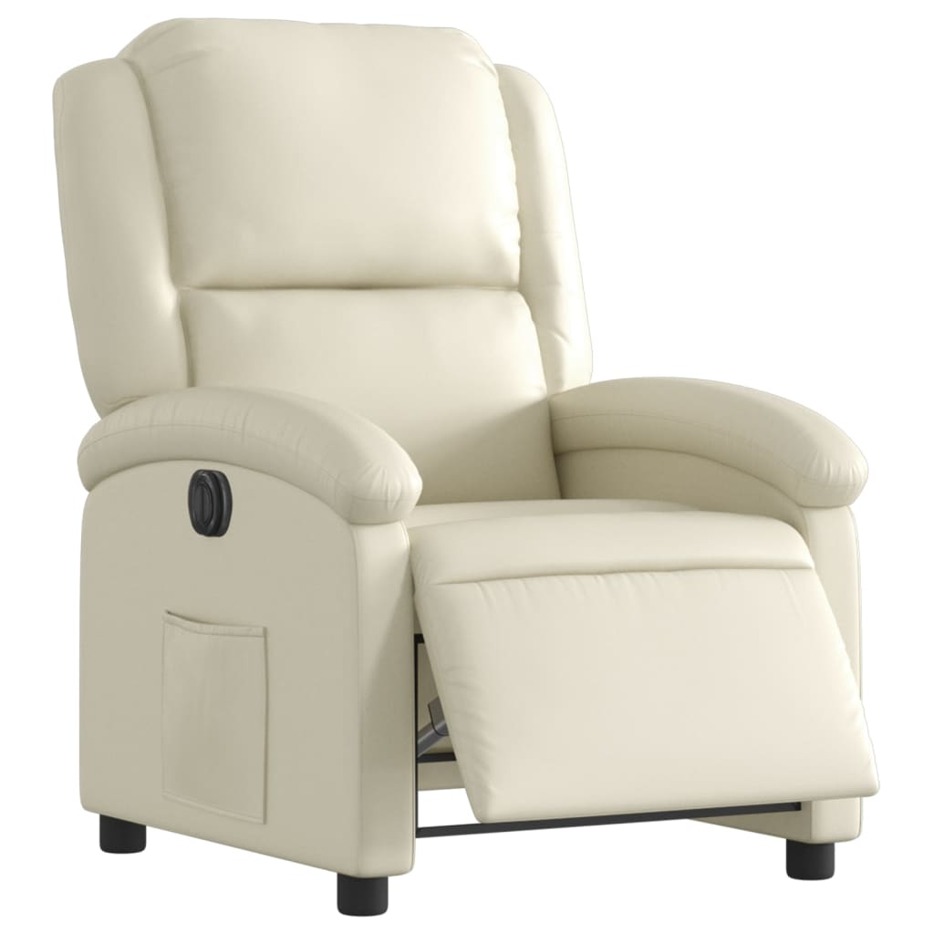 Fauteuil elektrisch verstelbaar kunstleer crèmekleurig is nu te koop bij PeponiXL, paradijselijk wonen!