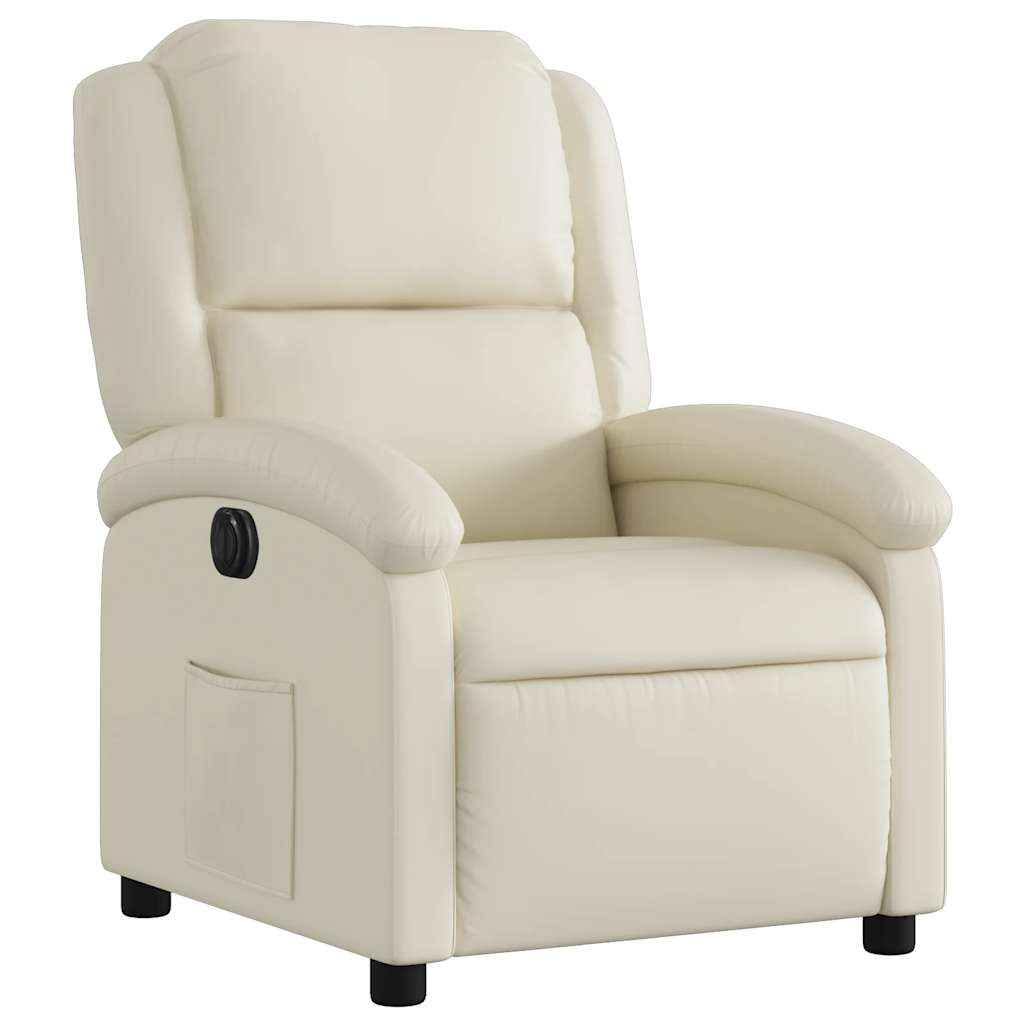 Fauteuil elektrisch verstelbaar kunstleer crèmekleurig is nu te koop bij PeponiXL, paradijselijk wonen!