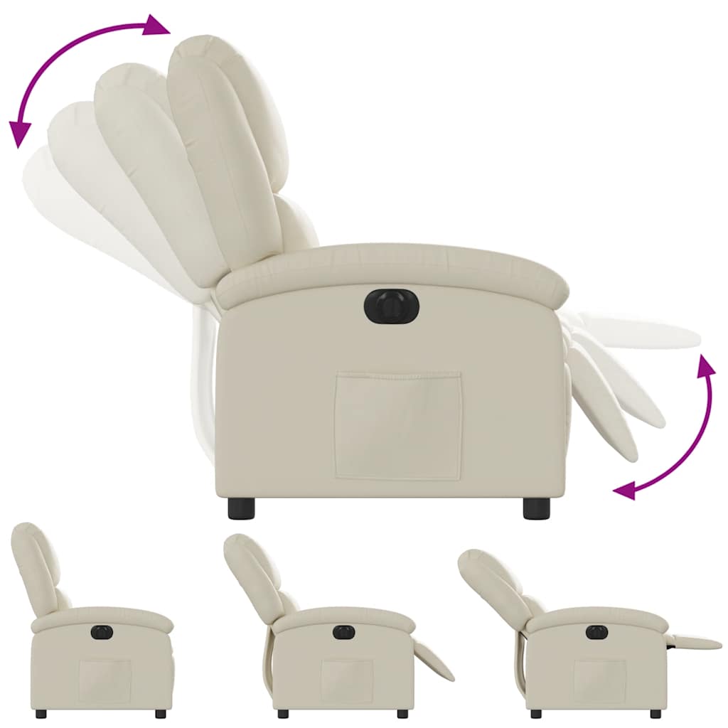 Fauteuil elektrisch verstelbaar kunstleer crèmekleurig is nu te koop bij PeponiXL, paradijselijk wonen!