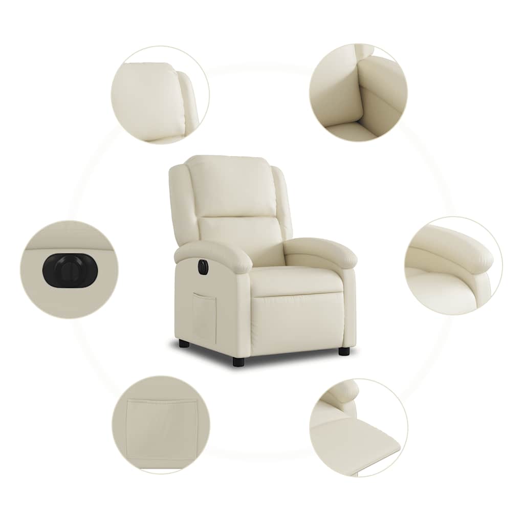 Fauteuil elektrisch verstelbaar kunstleer crèmekleurig is nu te koop bij PeponiXL, paradijselijk wonen!