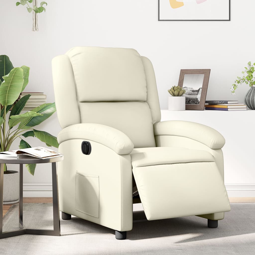 Fauteuil elektrisch verstelbaar kunstleer crèmekleurig is nu te koop bij PeponiXL, paradijselijk wonen!