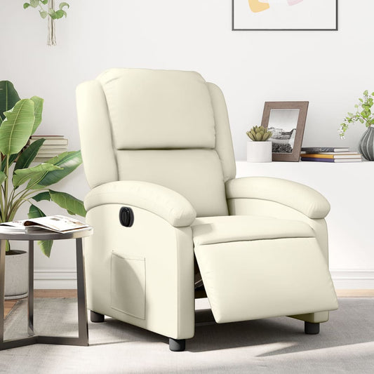 Fauteuil elektrisch verstelbaar kunstleer crèmekleurig is nu te koop bij PeponiXL, paradijselijk wonen!