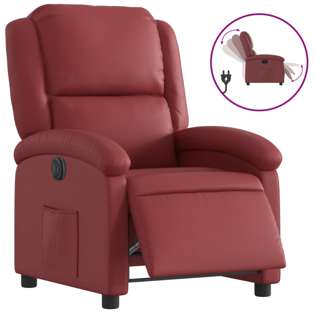 Fauteuil verstelbaar elektrisch kunstleer wijnrood is nu te koop bij PeponiXL, paradijselijk wonen!
