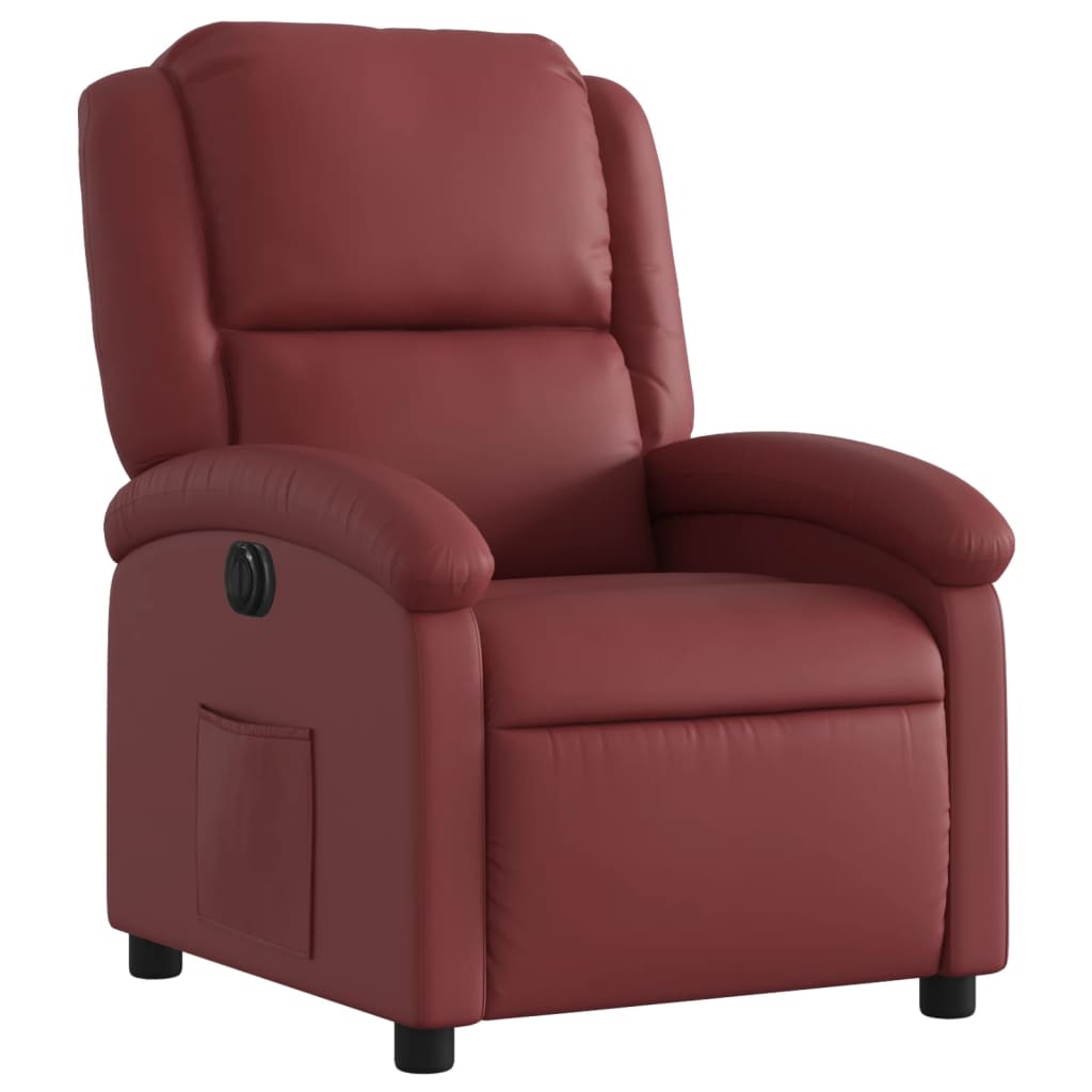 Fauteuil verstelbaar elektrisch kunstleer wijnrood is nu te koop bij PeponiXL, paradijselijk wonen!