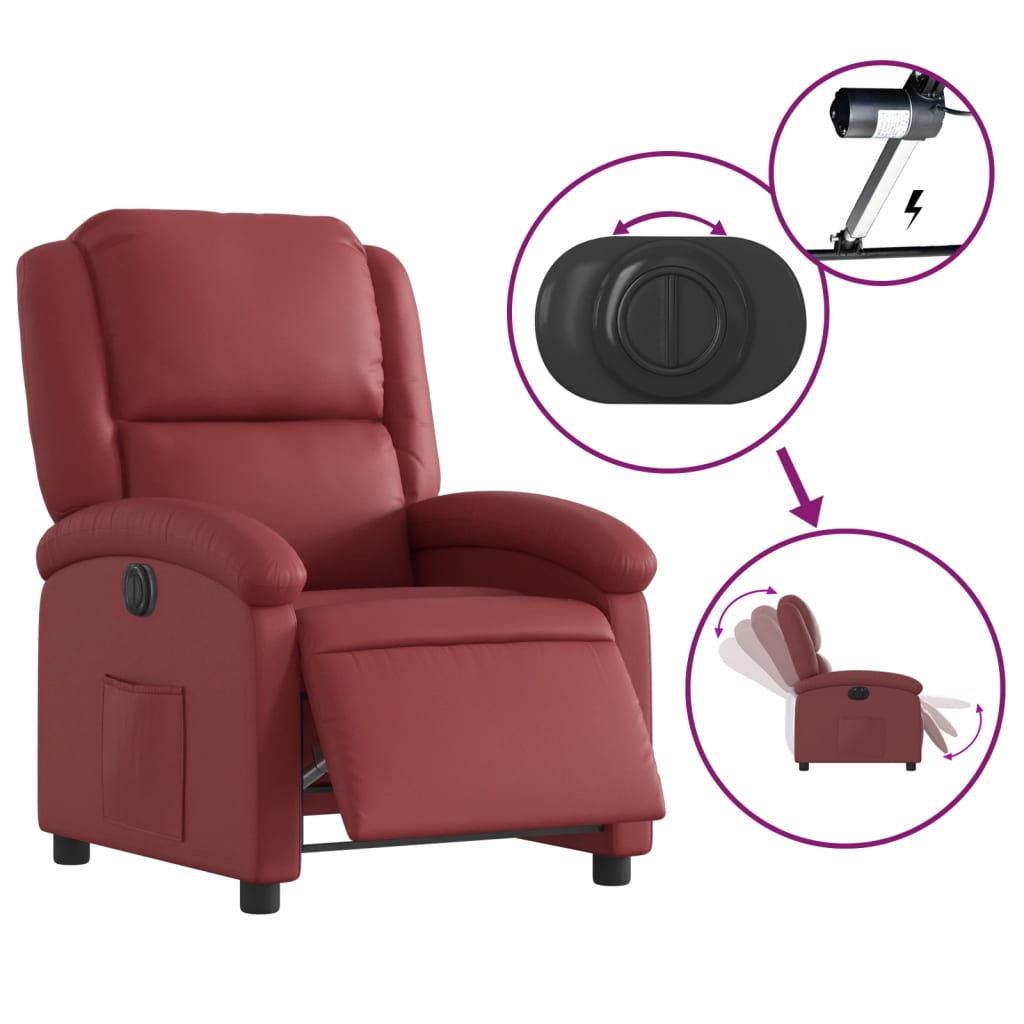 Fauteuil verstelbaar elektrisch kunstleer wijnrood is nu te koop bij PeponiXL, paradijselijk wonen!