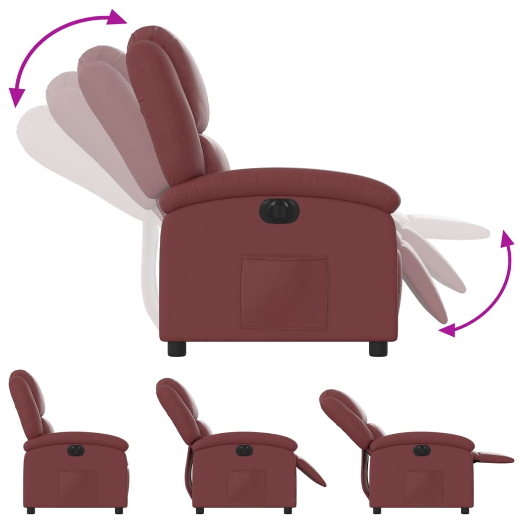 Fauteuil verstelbaar elektrisch kunstleer wijnrood is nu te koop bij PeponiXL, paradijselijk wonen!