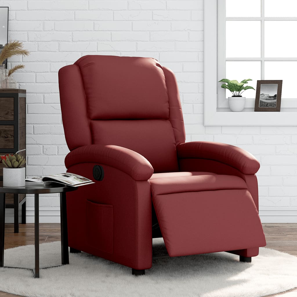 Fauteuil verstelbaar elektrisch kunstleer wijnrood is nu te koop bij PeponiXL, paradijselijk wonen!