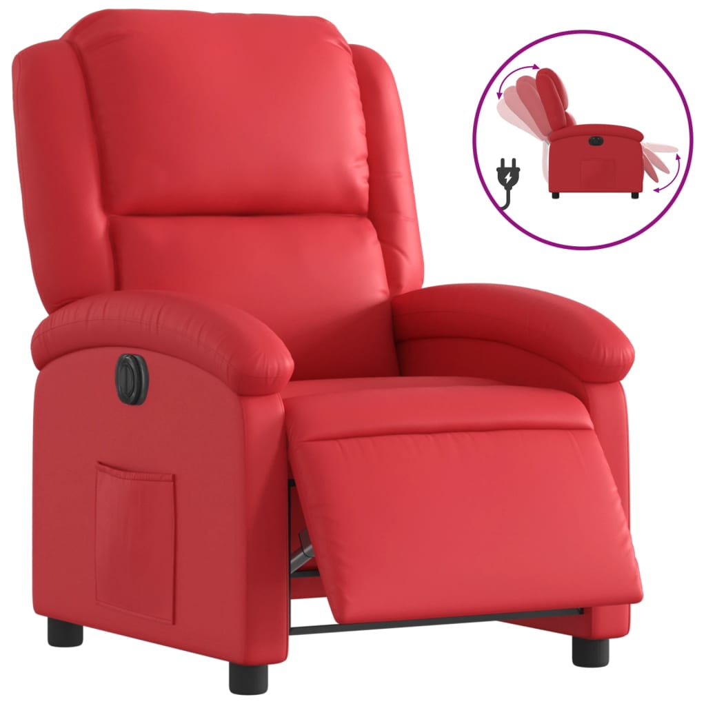 Fauteuil verstelbaar elektrisch kunstleer rood is nu te koop bij PeponiXL, paradijselijk wonen!