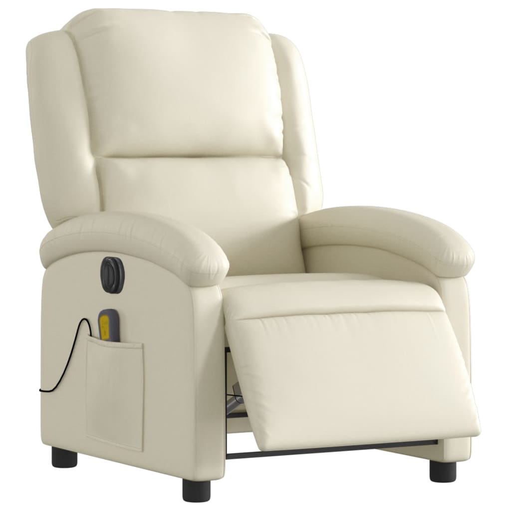 Massagestoel verstelbaar elektrisch kunstleer crèmekleurig is nu te koop bij PeponiXL, paradijselijk wonen!