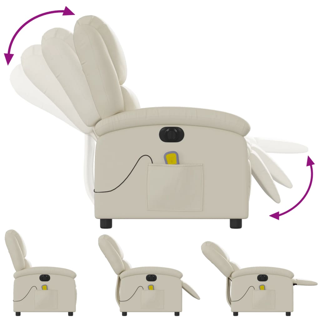 Massagestoel verstelbaar elektrisch kunstleer crèmekleurig is nu te koop bij PeponiXL, paradijselijk wonen!