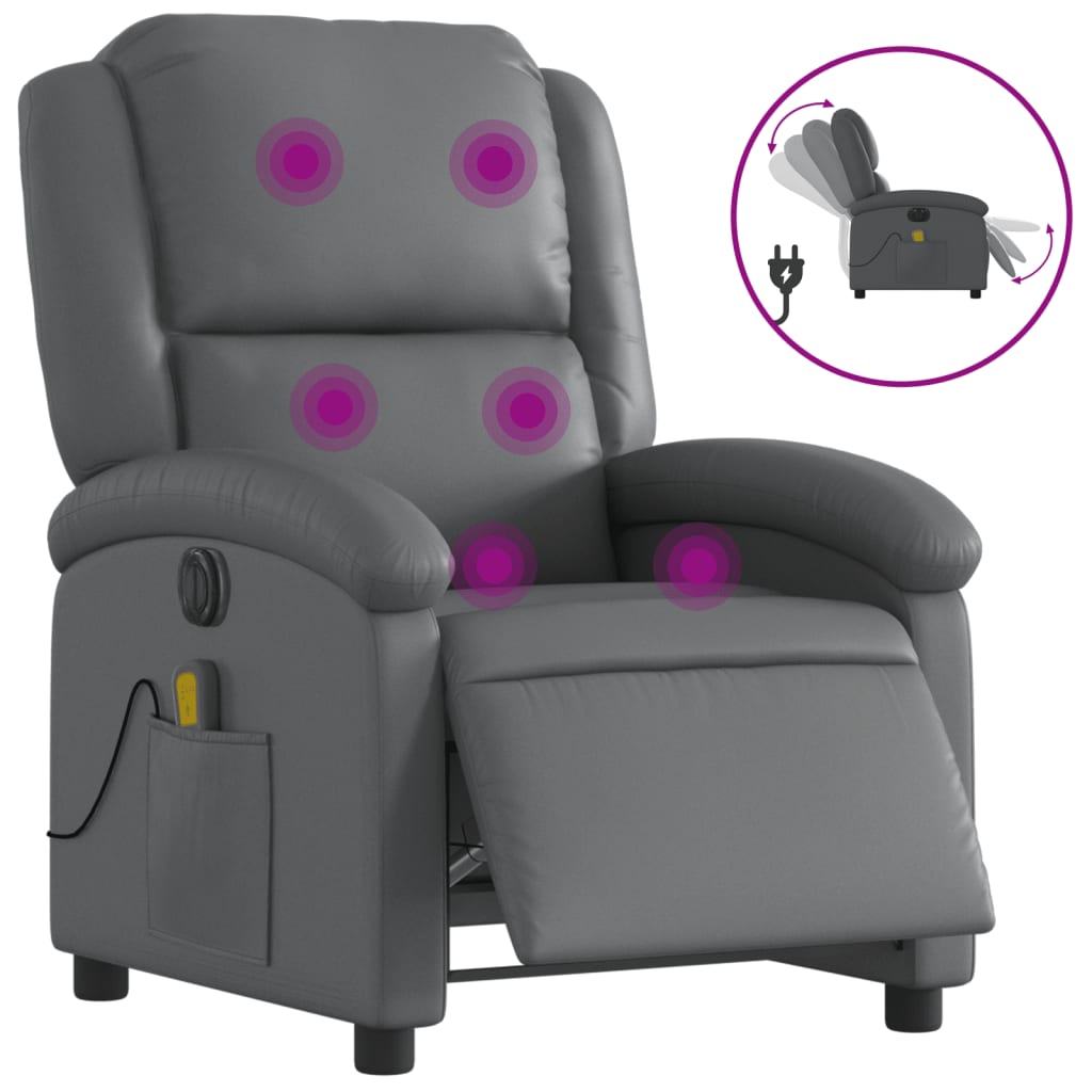Massagestoel verstelbaar elektrisch kunstleer grijs is nu te koop bij PeponiXL, paradijselijk wonen!